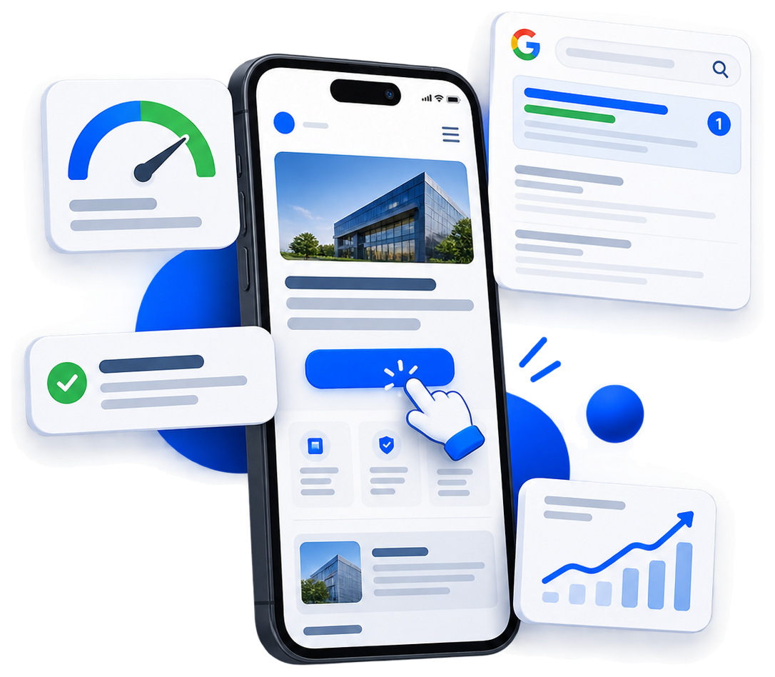 Site profissional no celular, otimizado para velocidade, Google e conversão