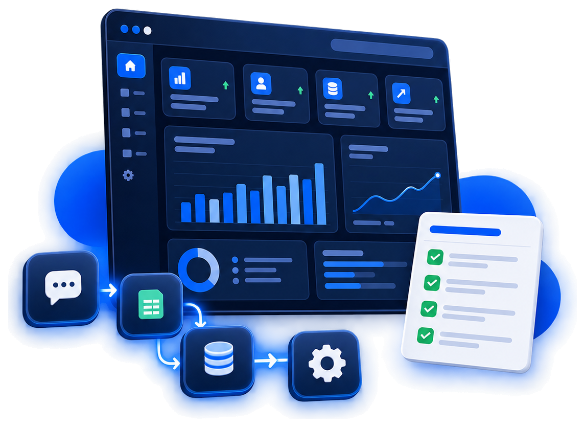 Software sob medida com painel de indicadores e automação de processos